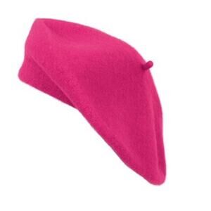 Vintage French Beret Hot Pink 100% Soft Wool One Size Sophisticated Edgy Chic